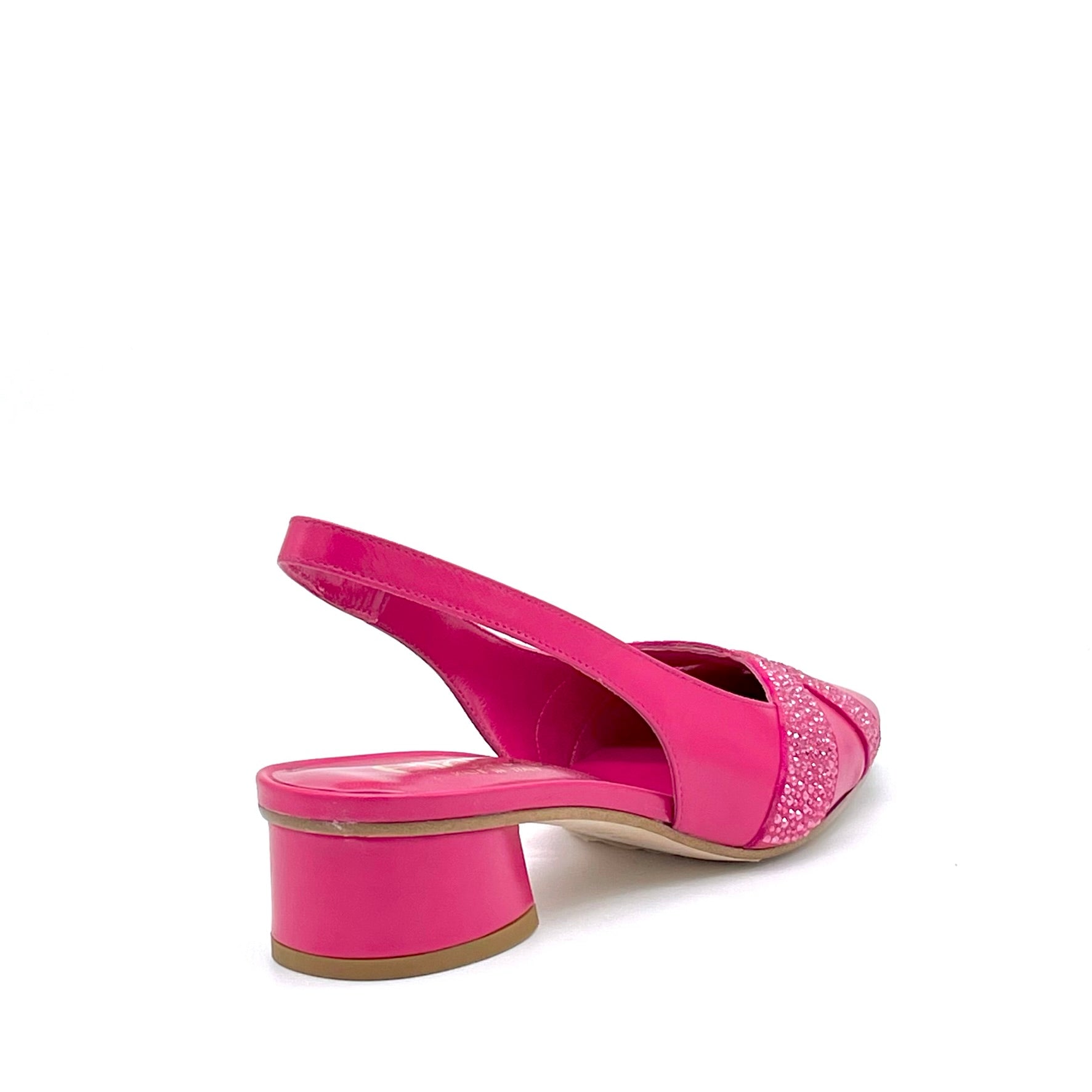 ELATA 15171 slingbacks cuir fuchsia strass talon 3,5 cm