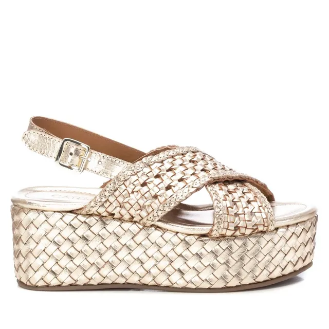 Carmela 16163805 sandale dorée cuir compensée 7 cm