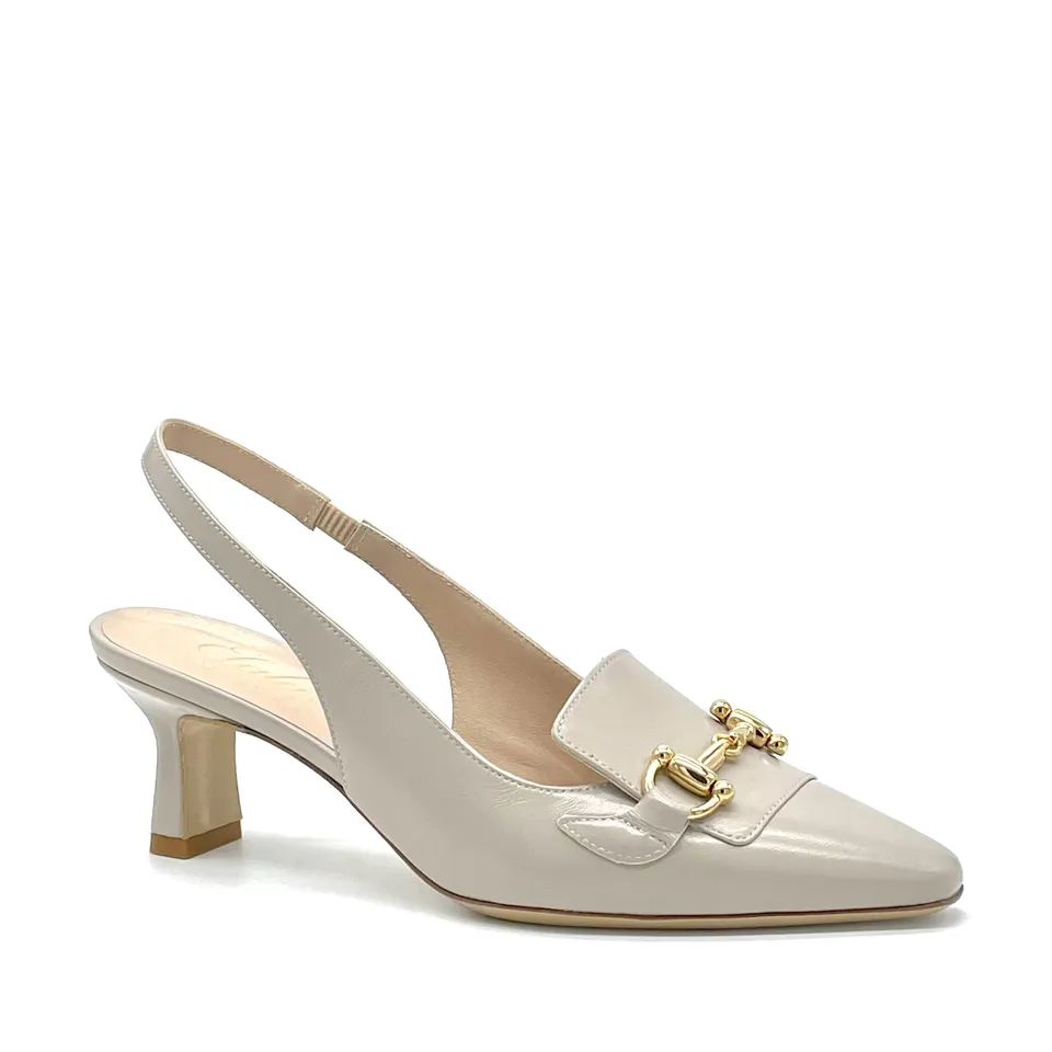 ELATA 13170-1 slingback cuir taupe mors doré 5,5 cm