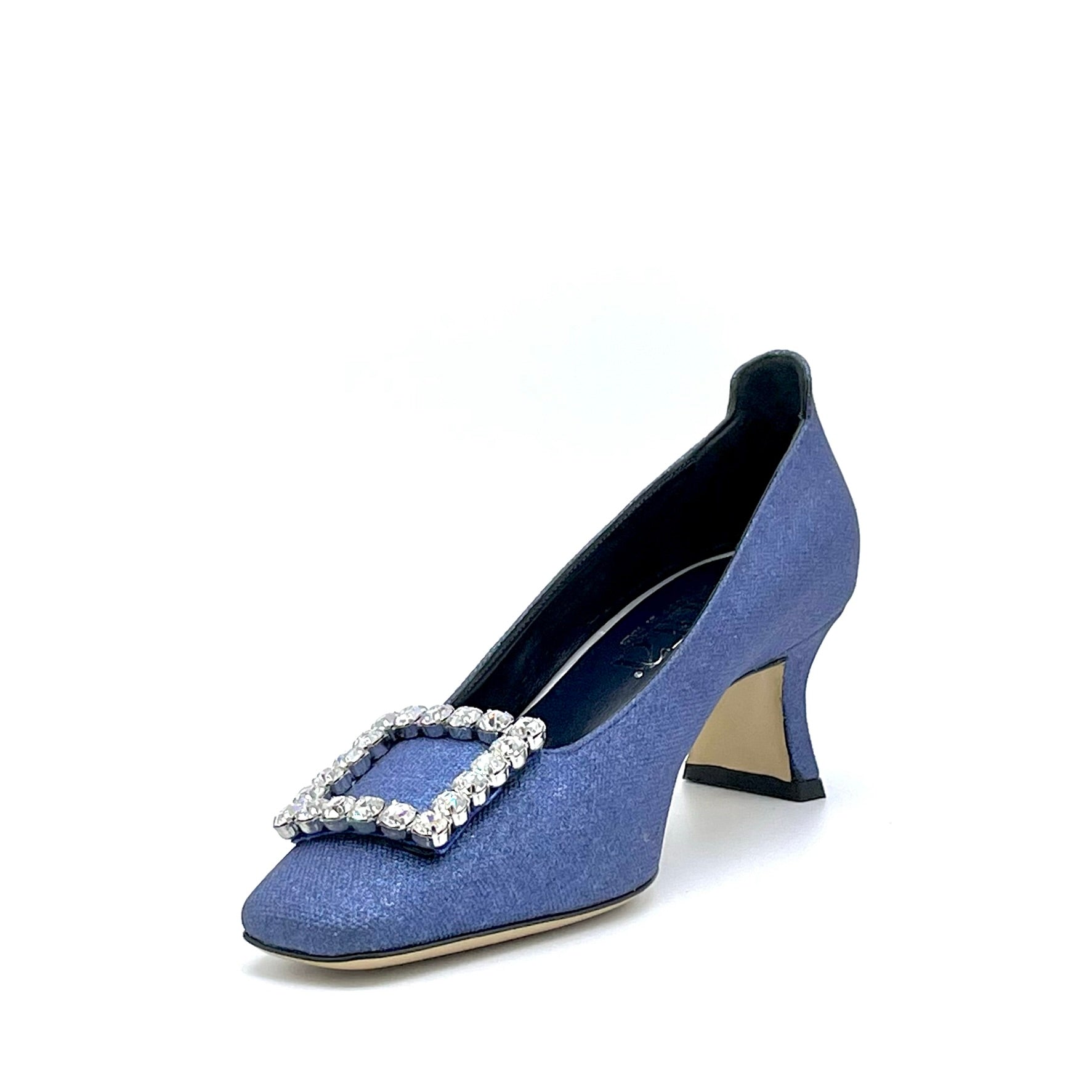 ELATA 14171 escarpins laminé bleu boucle talon 5,5 cm