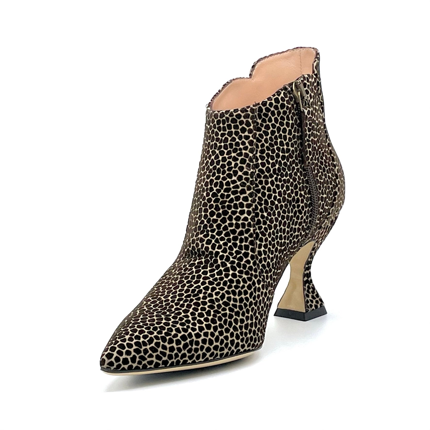 Elata 53550 bottine suède beige noir talon 7,5 cm