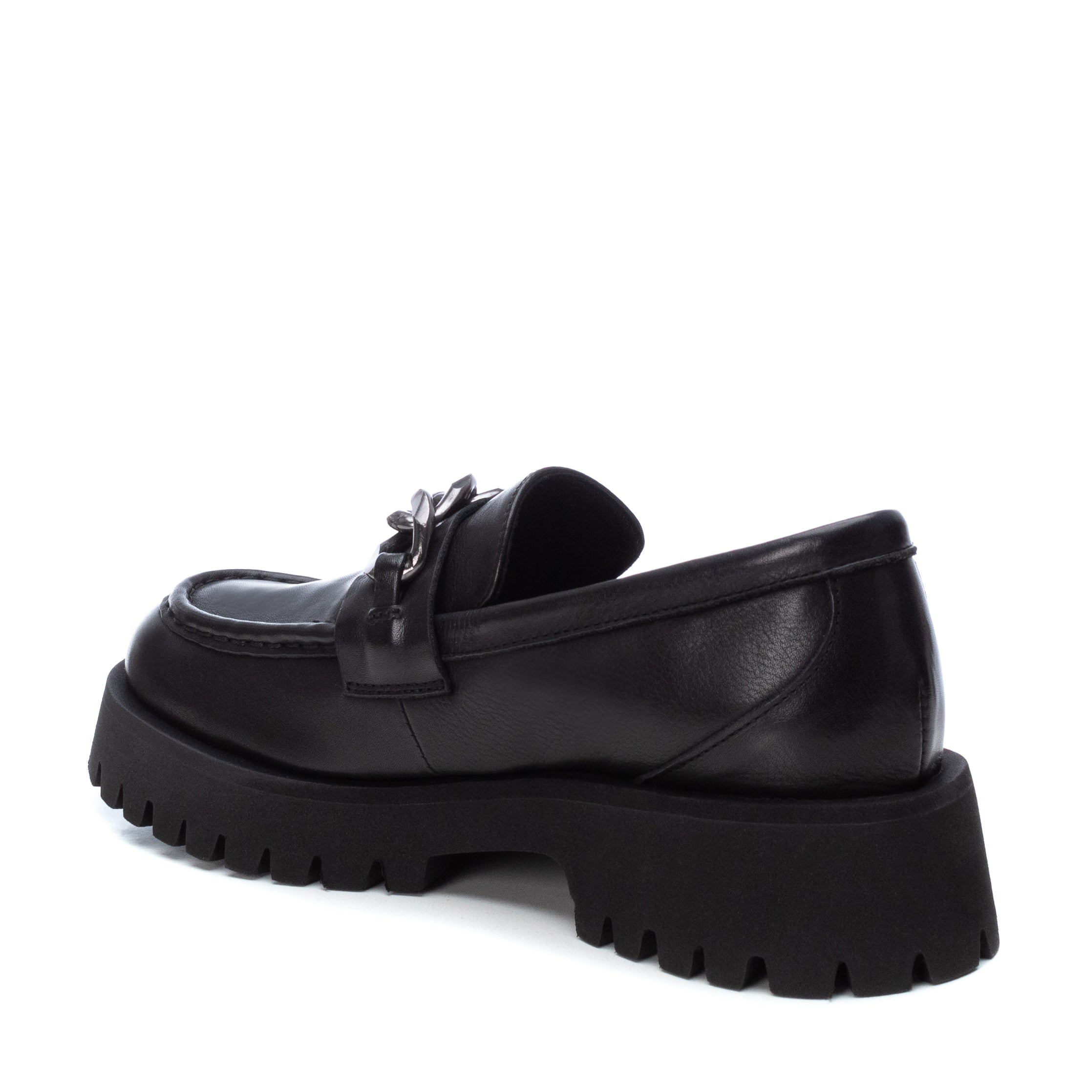 Carmela 16035801 mocassin femme cuir noir chaîne