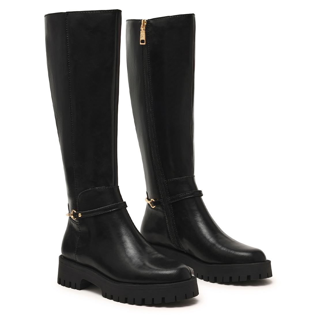 Steve Madden Longshot botte haute cuir noir talon 3,5 cm