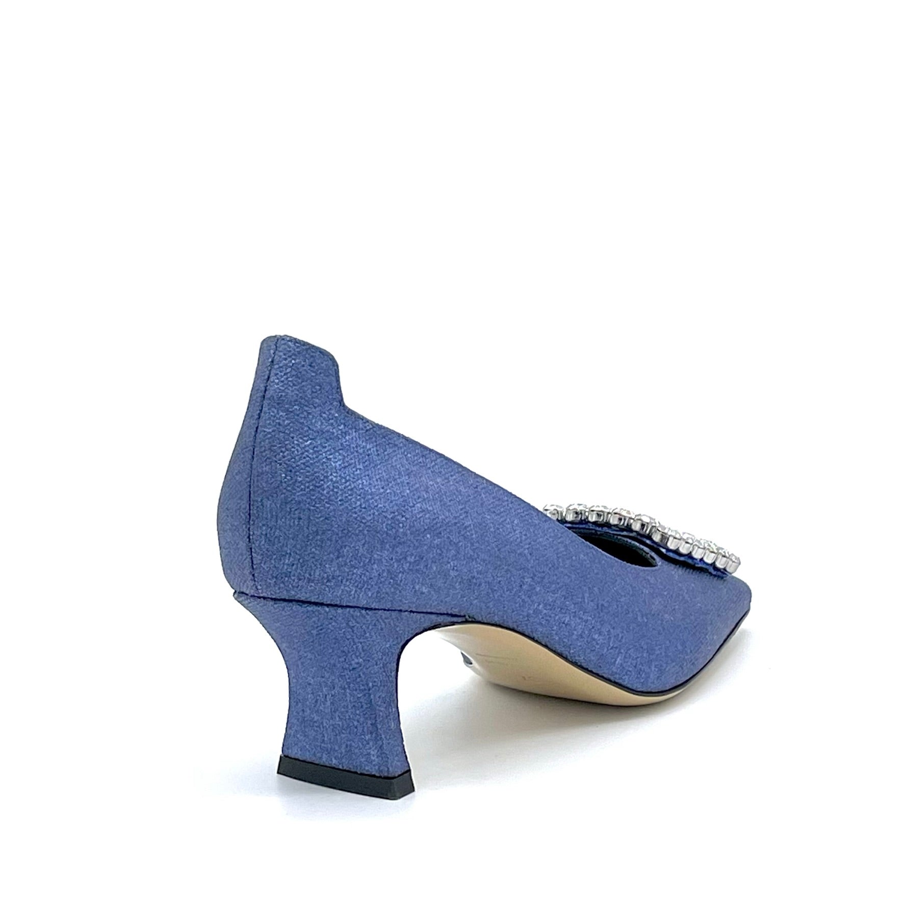 ELATA 14171 escarpins laminé bleu boucle talon 5,5 cm