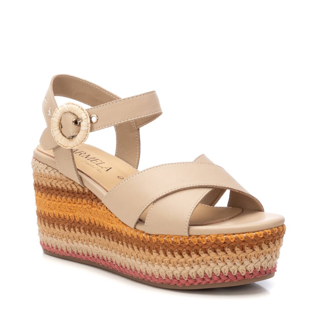 Carmela 16223806 sandale cuir beige compensée 8 cm