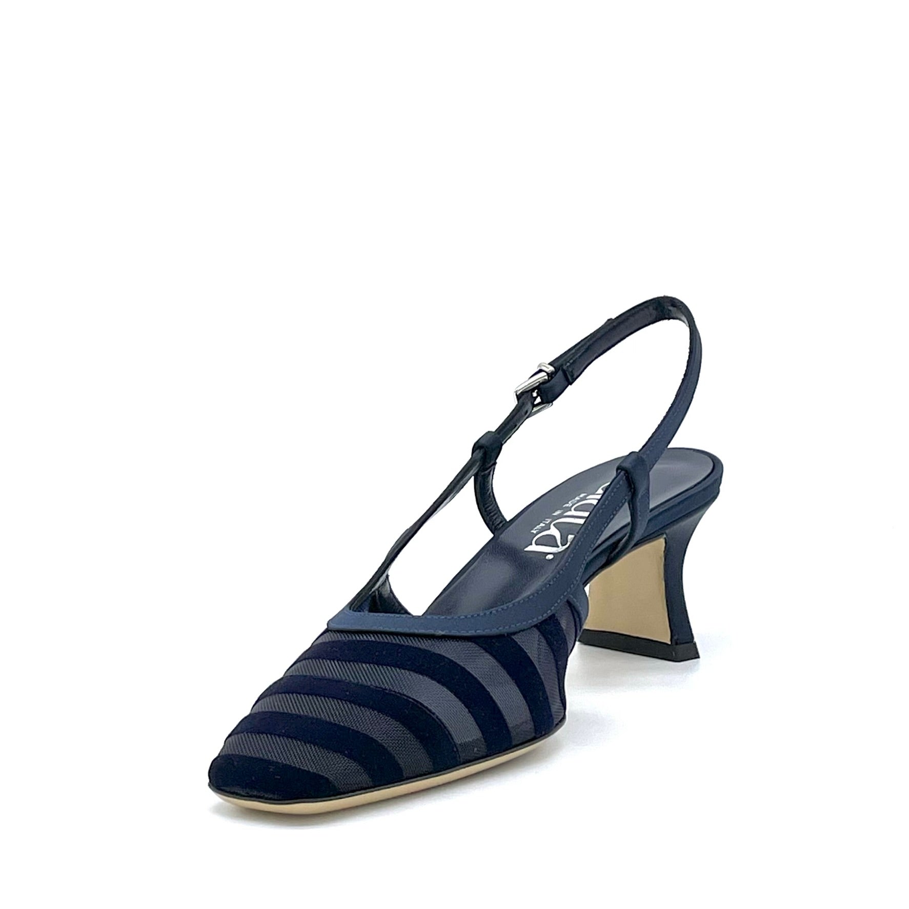 Elata 14173 slingback satin bleu talon 5,5cm