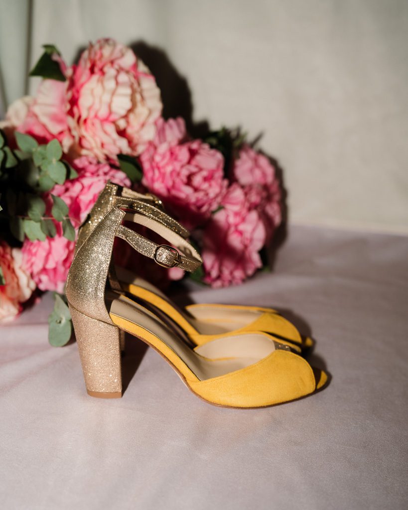 Dessine Moi Un Soulier Charlotte high velours jaune paillette