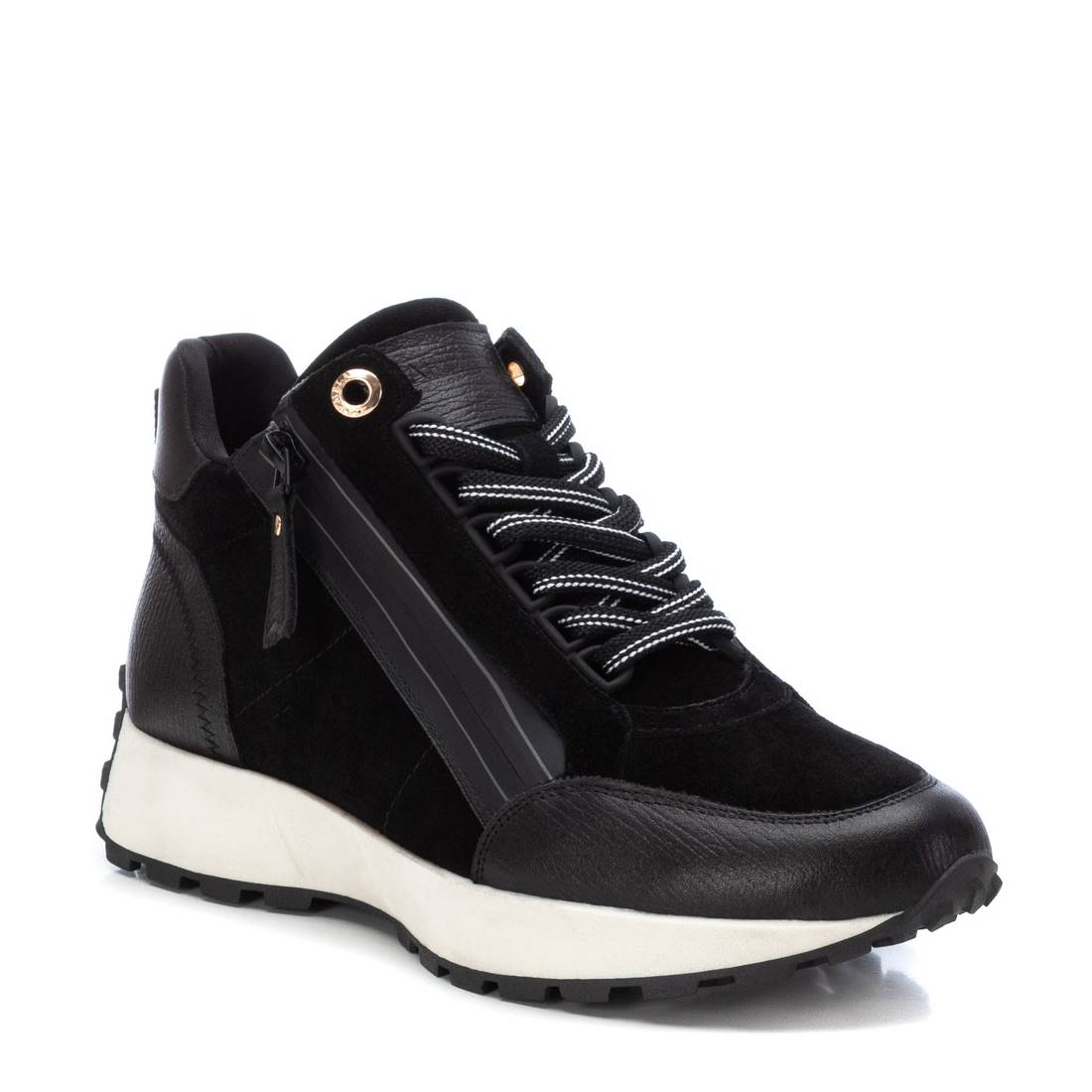 Carmela 16088103 sneaker femme noir cuir plat