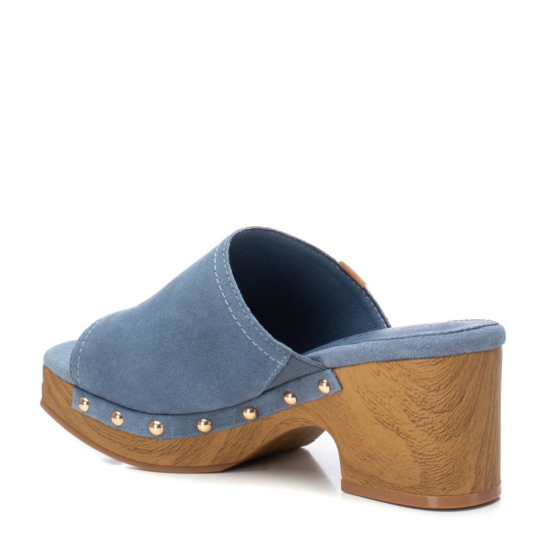 Carmela 16161203 Sabot Femme Daim Bleu Talon Bois