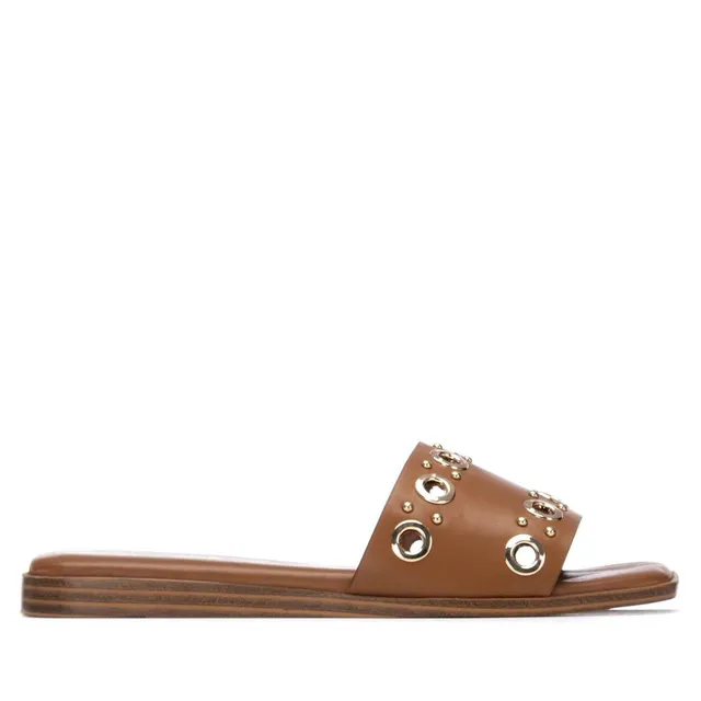 Carmela 16320301 sandale femme cuir camel plate