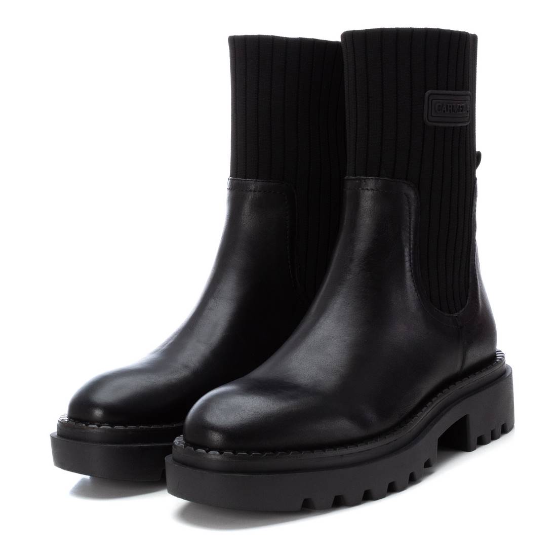 Carmela 16018501 bottines chelsea noir cuir et textile