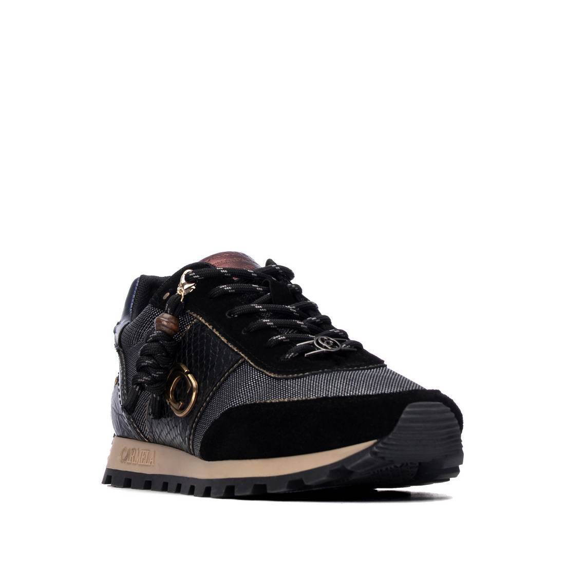 Carmela 16423703 baskets cuir noir semelle crantée