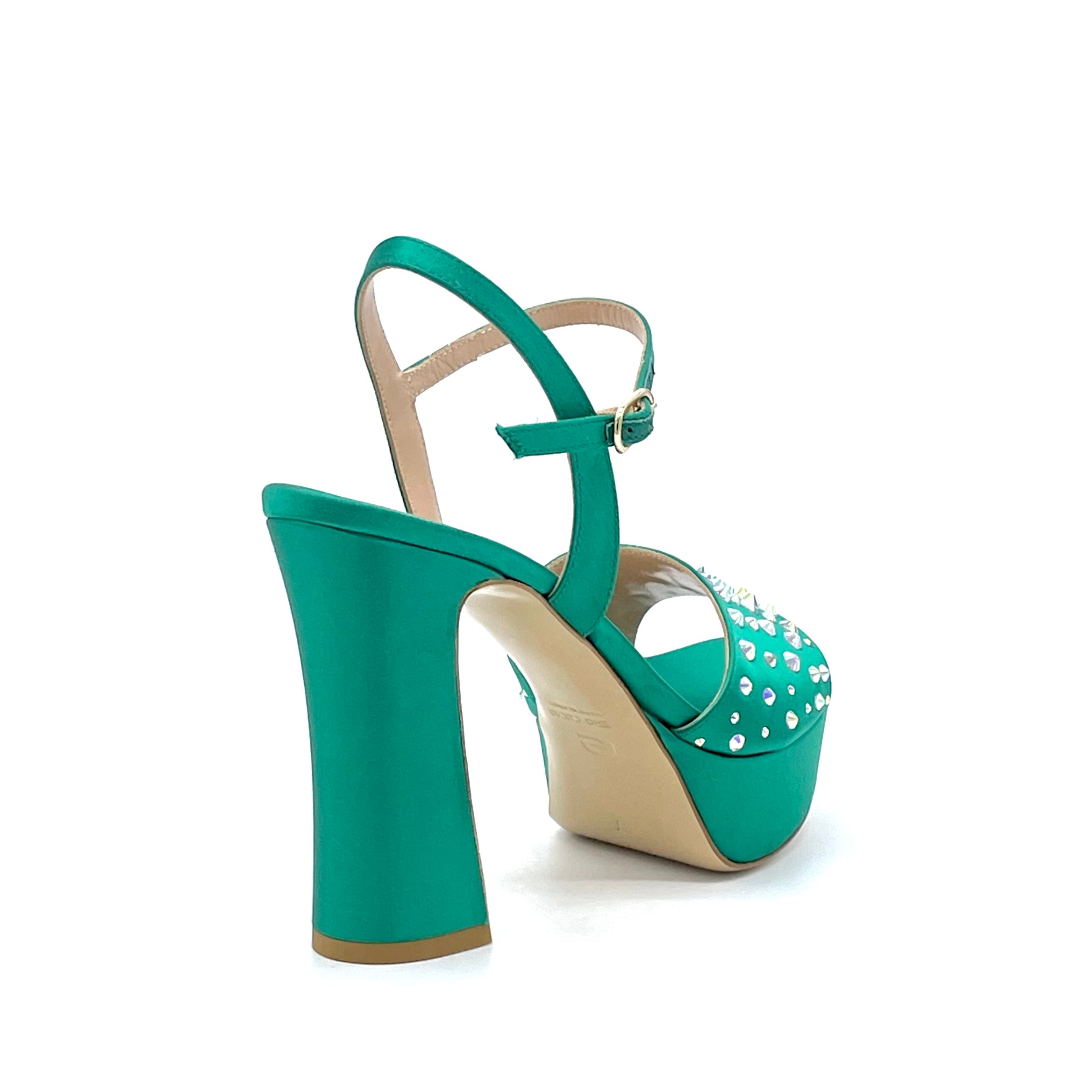 ELATA 13130-2 sandales satin soie vert strass talon 11 cm