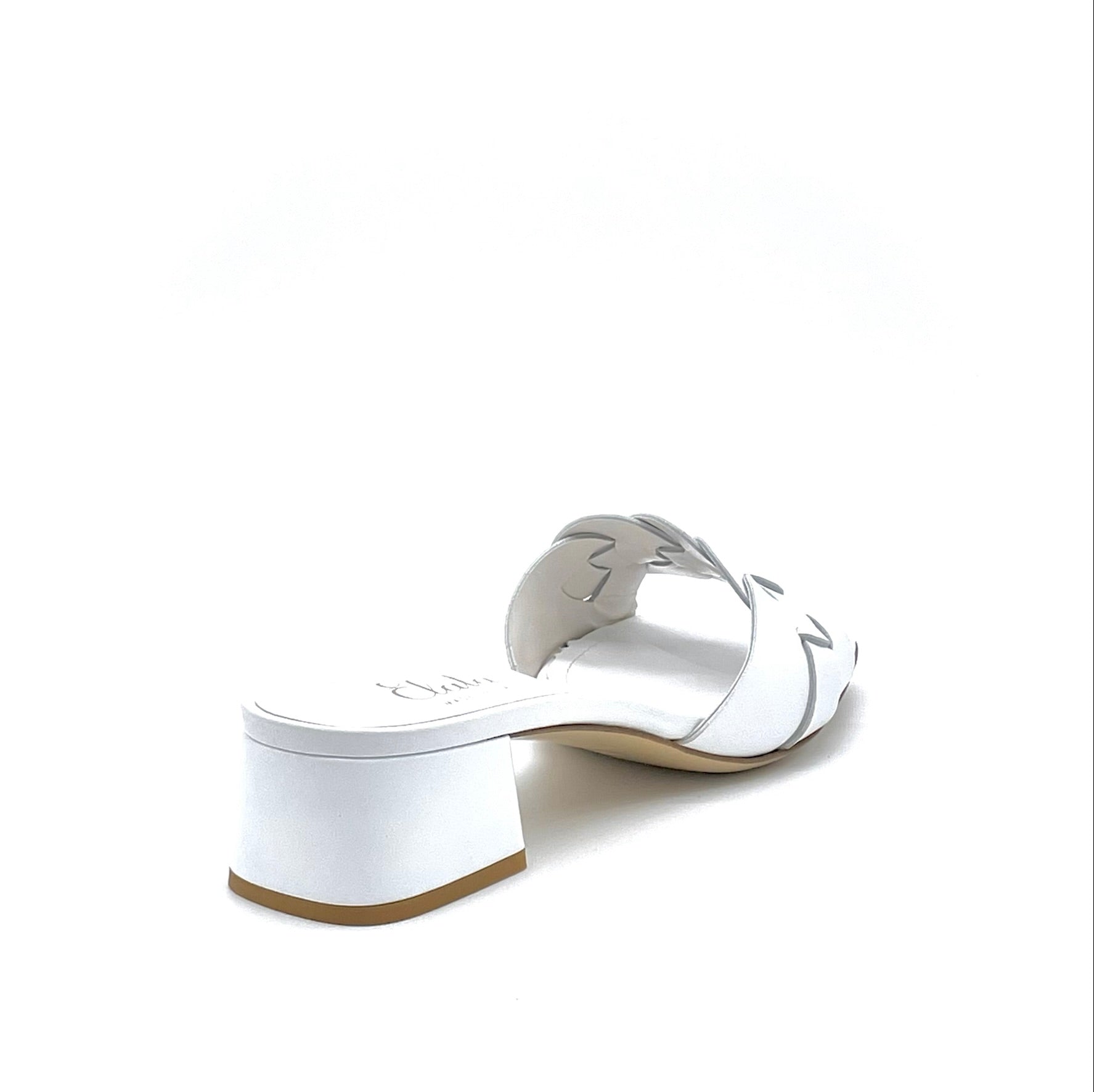 ELATA 12125 mules cuir blanc tressé talon 3,5 cm