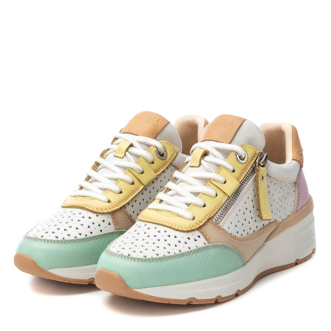 Carmela 16228105 basket cuir vert zip ajourée