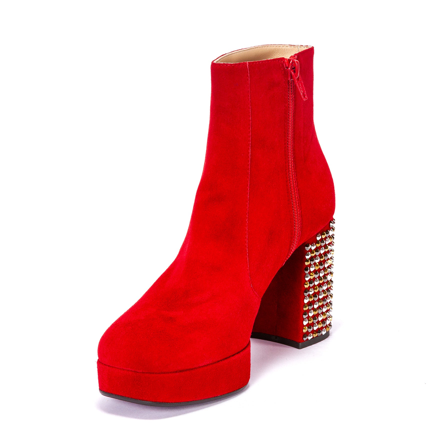 Elata 90918-1 bottine suède rouge talon strass 9 cm