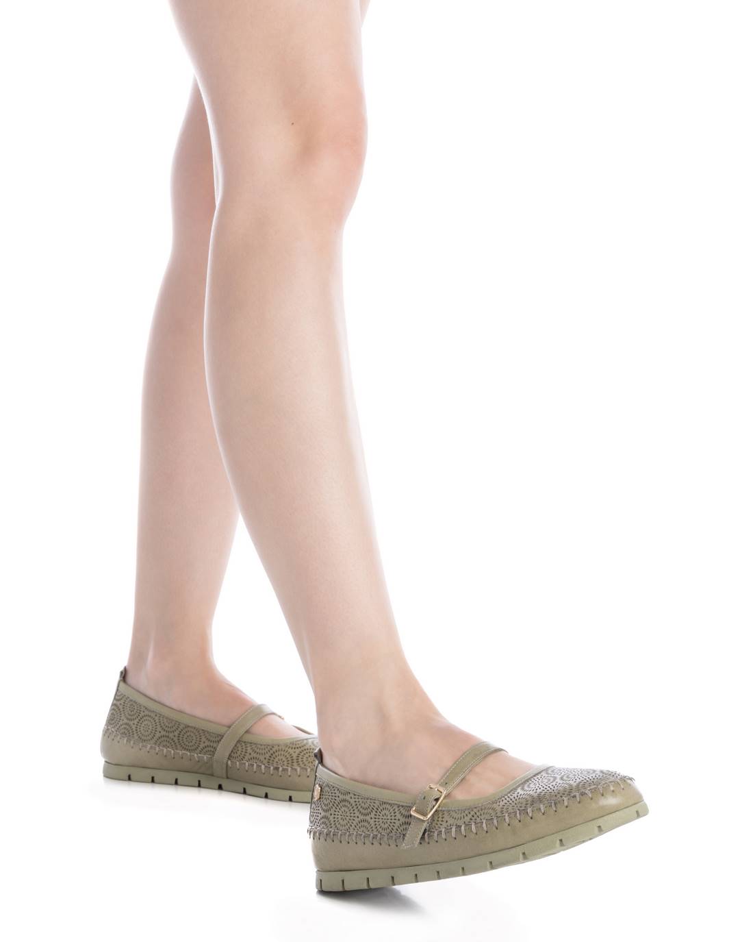 Carmela 16208003 ballerine cuir kaki boucle