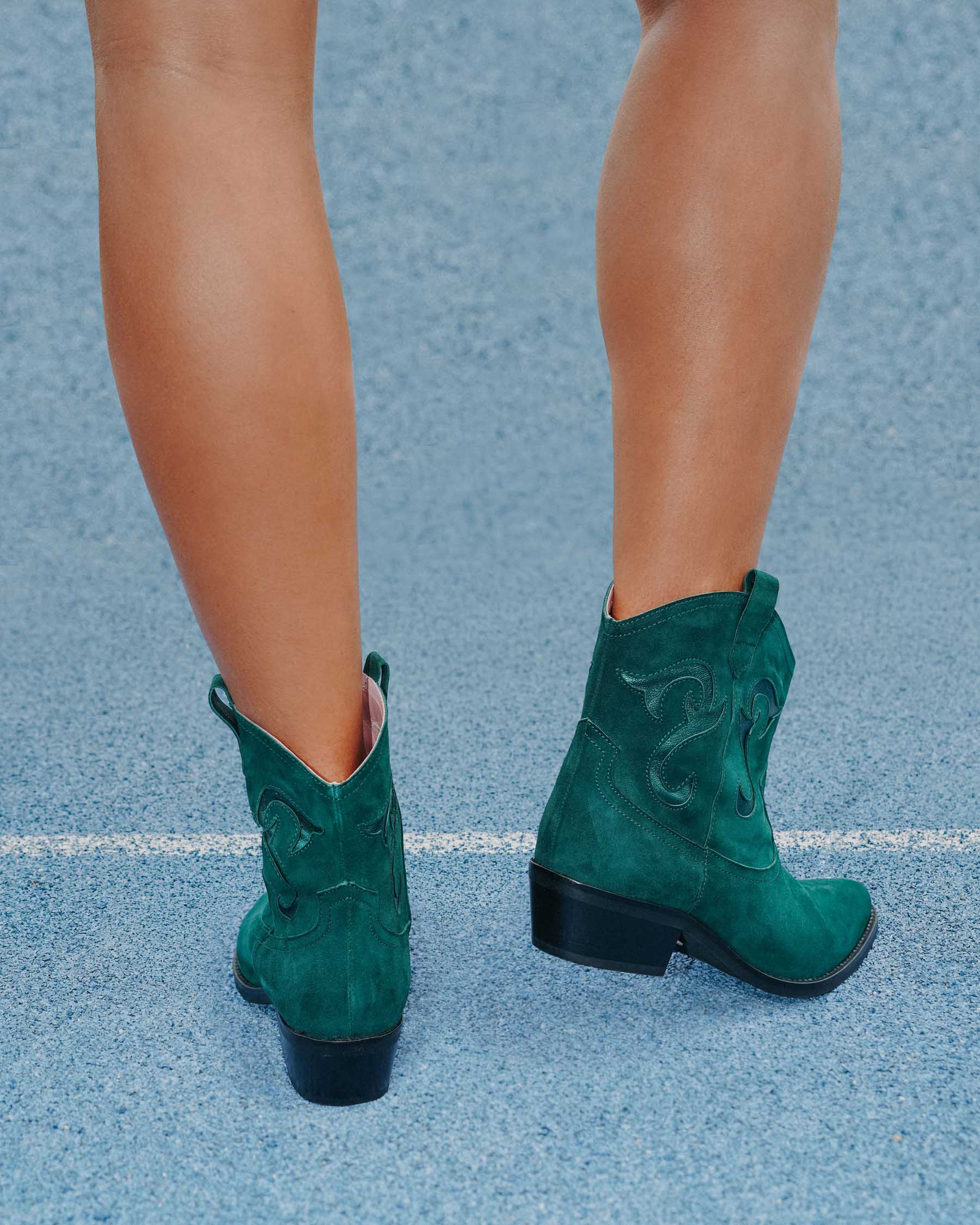 Coralie Masson Dallas santiags cuir vert talon 4 cm