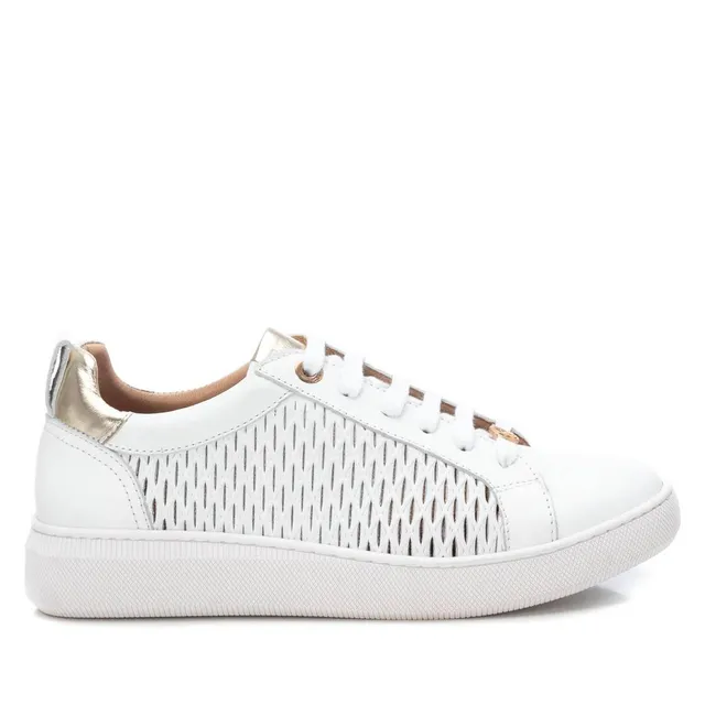 Carmela 16079706 baskets cuir blanc talon métallisé
