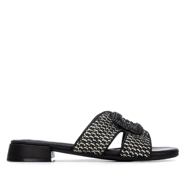Carmela 16327204 sandales plates noires tressées