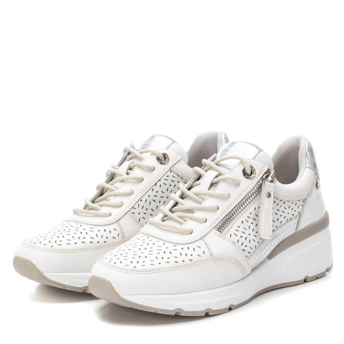 Carmela 16141702 sneakers blanches cuir ajouré zip