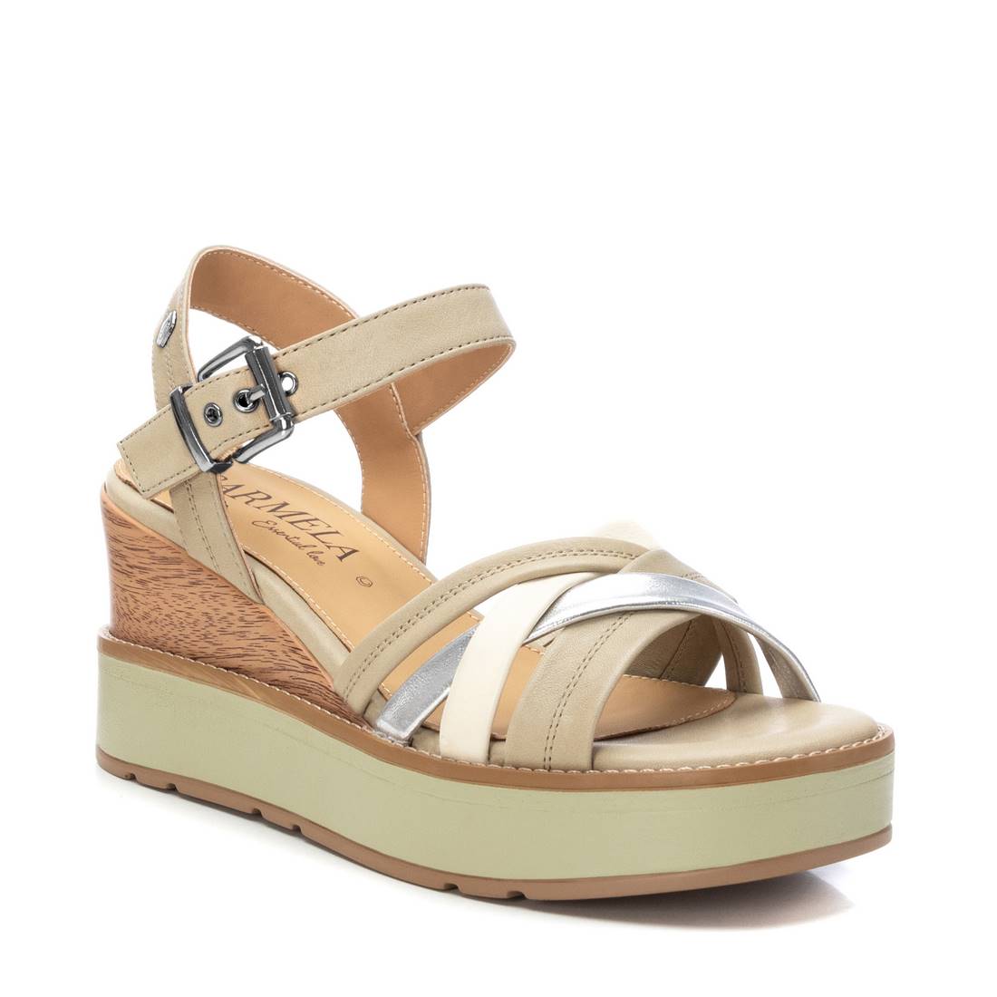 Carmela 16138601 sandales compensées vertes en cuir