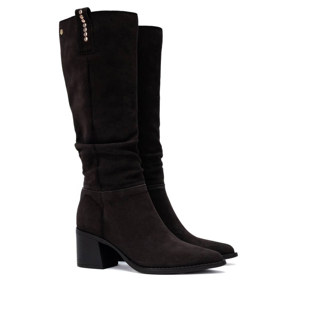 Carmela 16425802 botte femme marron daim plissée