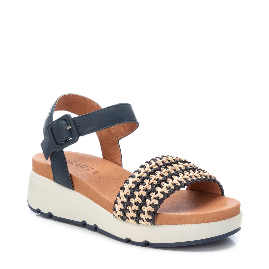 Carmela 16059002 sandales cuir bleu raphia