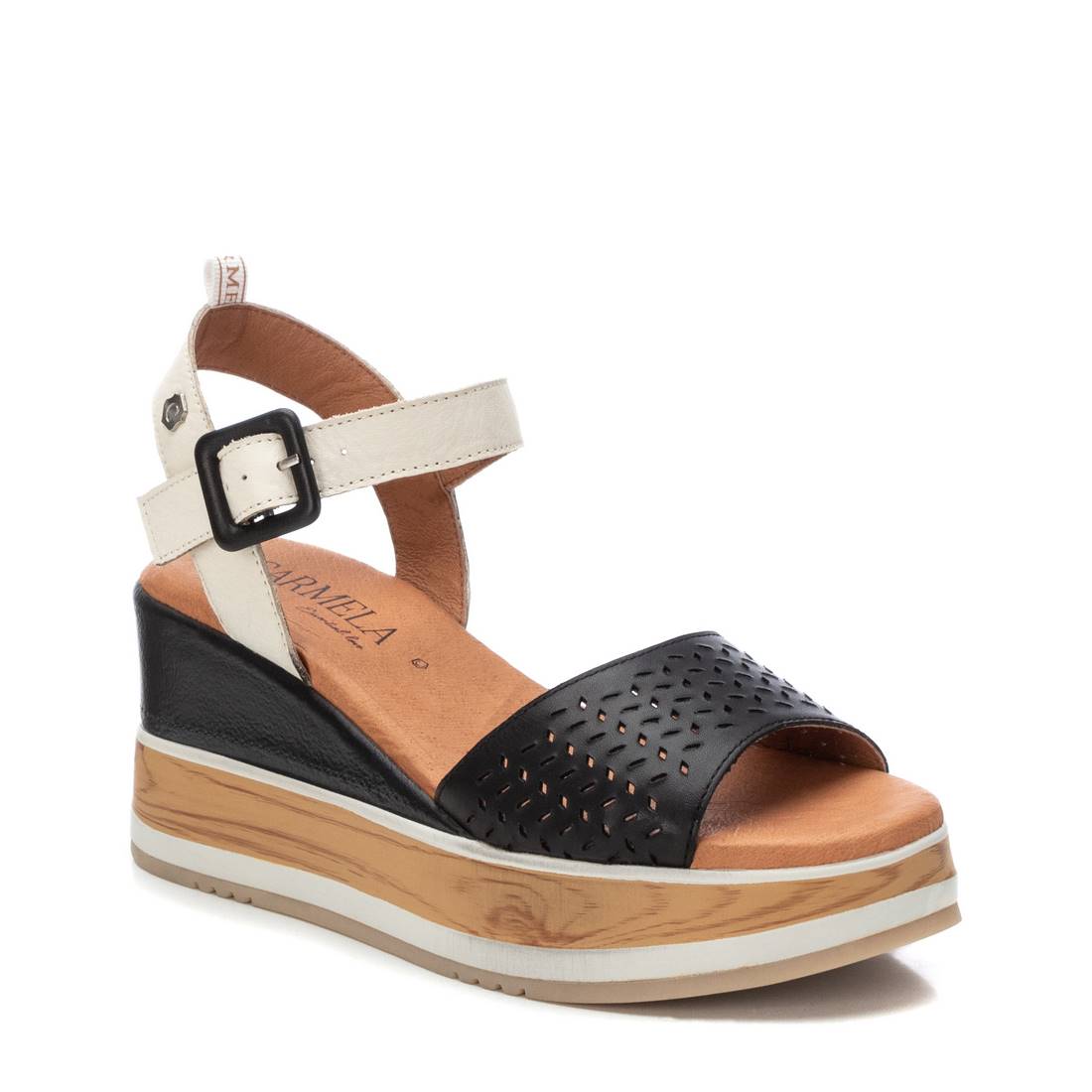 Carmela 16053105 sandales femme noires cuir compensées