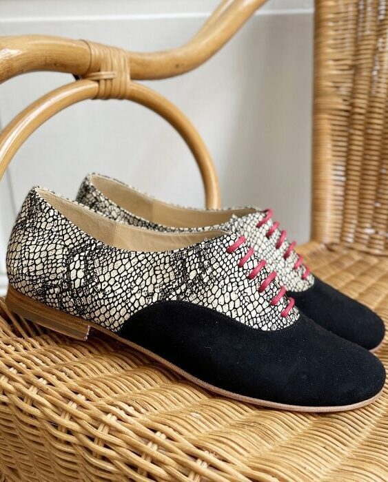 Dessine Moi Un Soulier richelieu noir python plat