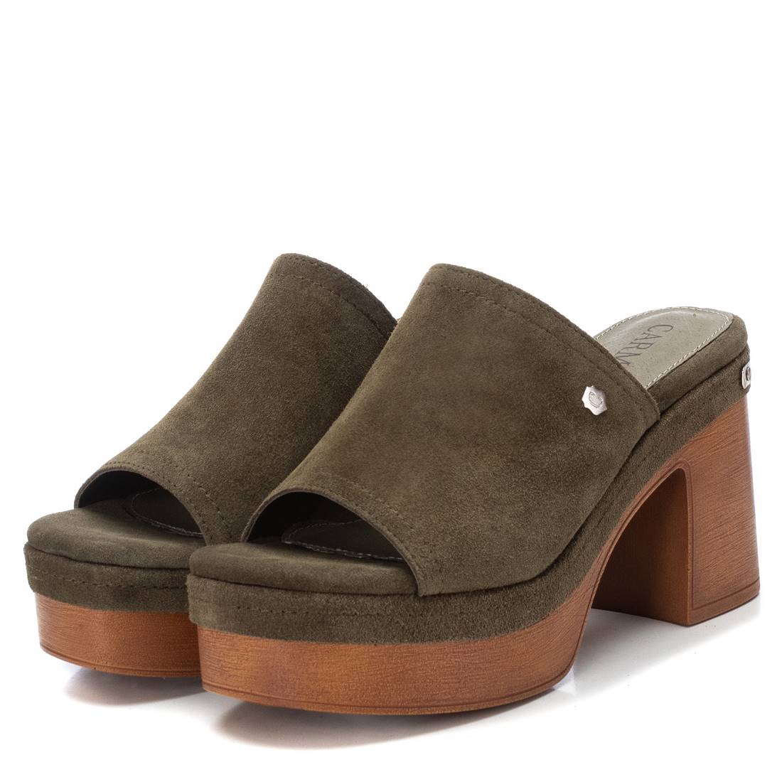Carmela 16067702 sabot vert cuir talon haut