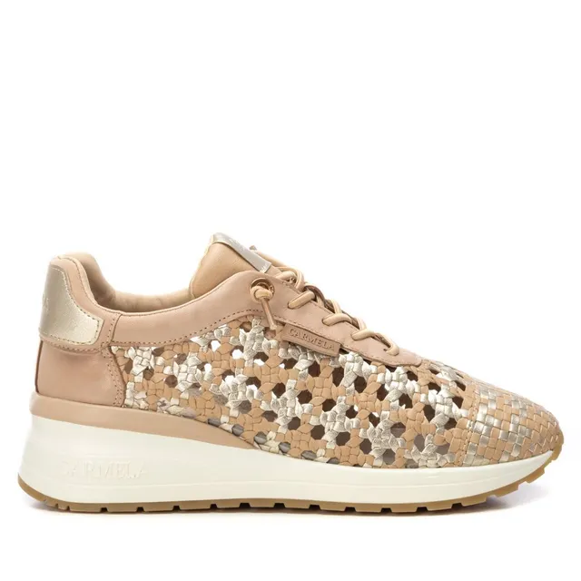 Carmela 16228702 baskets femme beige cuir tressé