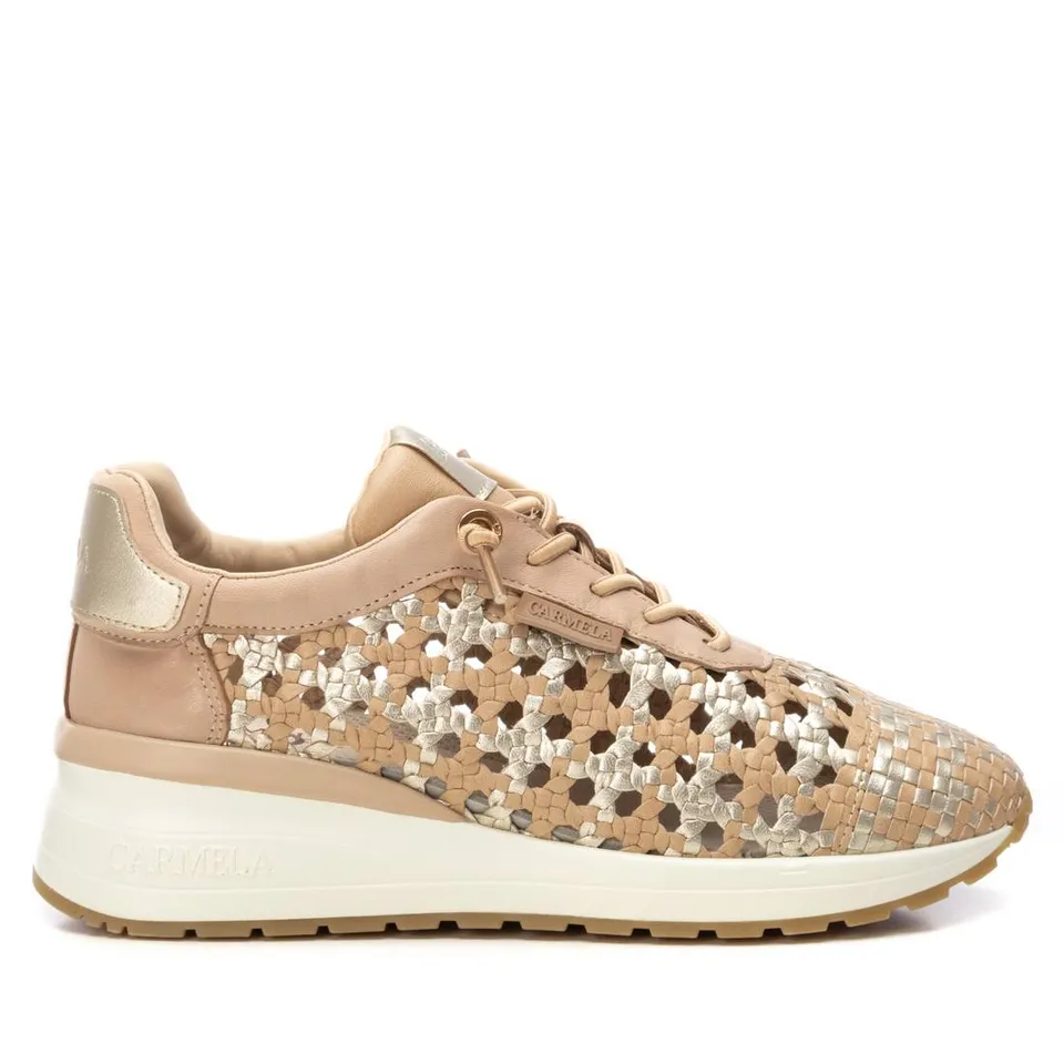 Carmela 16228702 baskets femme beige cuir tressé