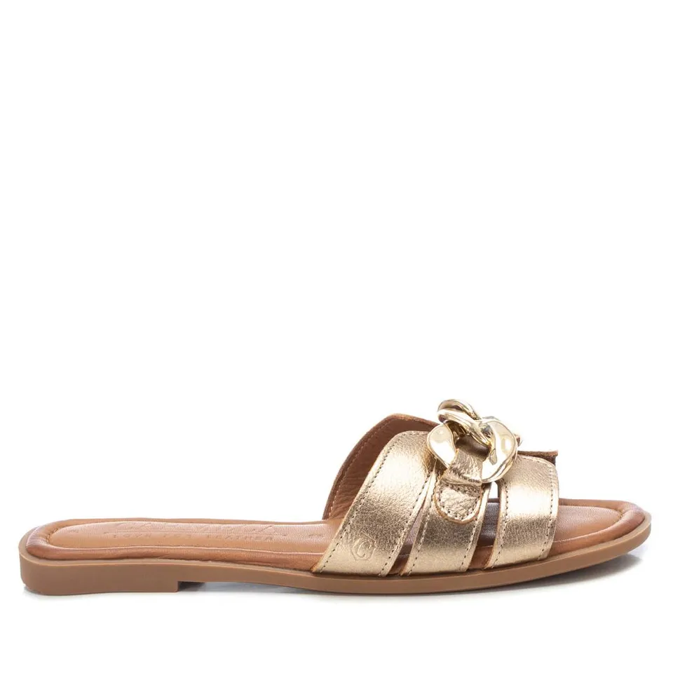 Carmela 16054309 sandale femme doré cuir chaîne plate