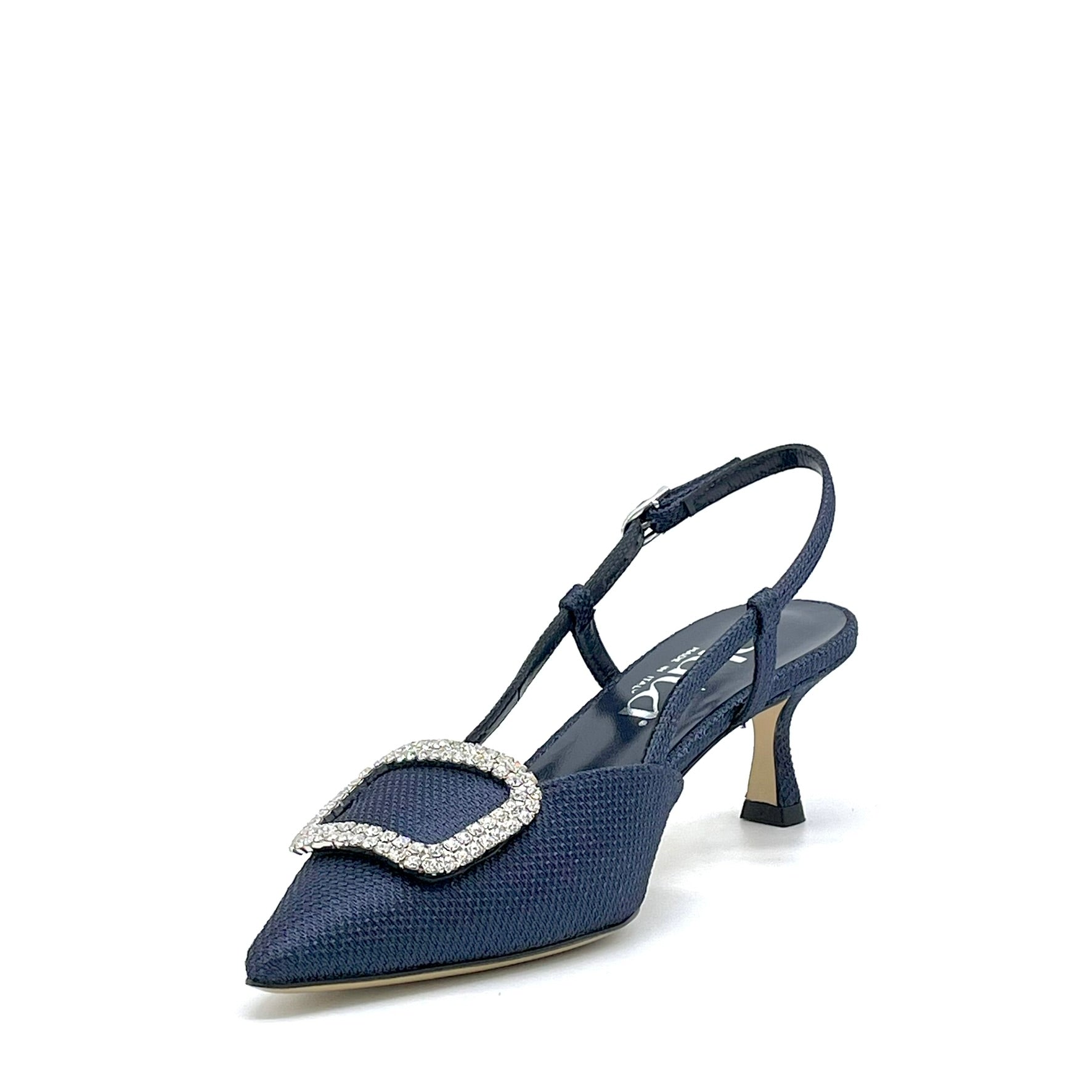 Elata 16139 slingback piqué bleu boucle bijou talon 5,5 cm