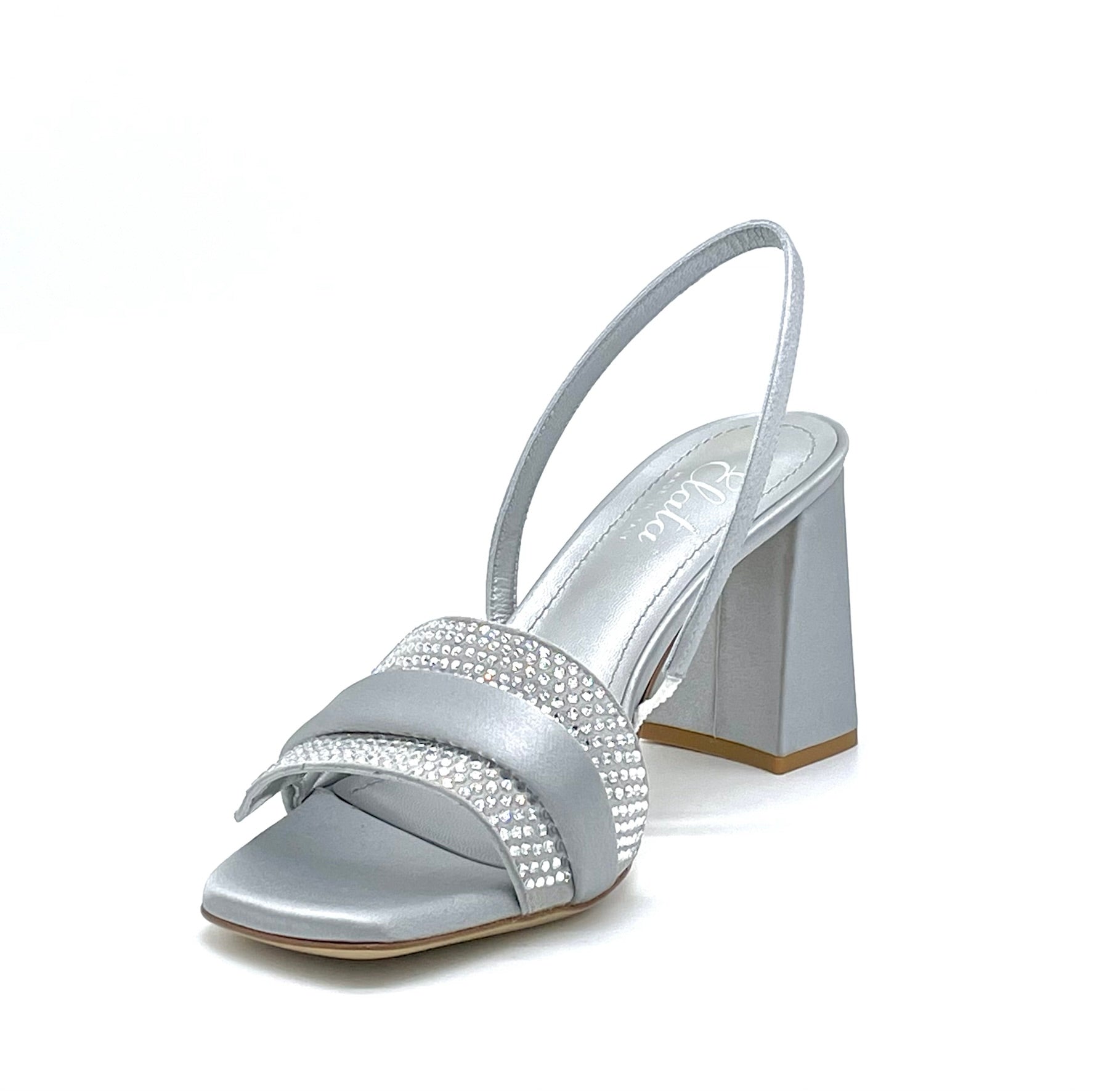 Elata 12180 sandales soie grise strass talon 7,5 cm