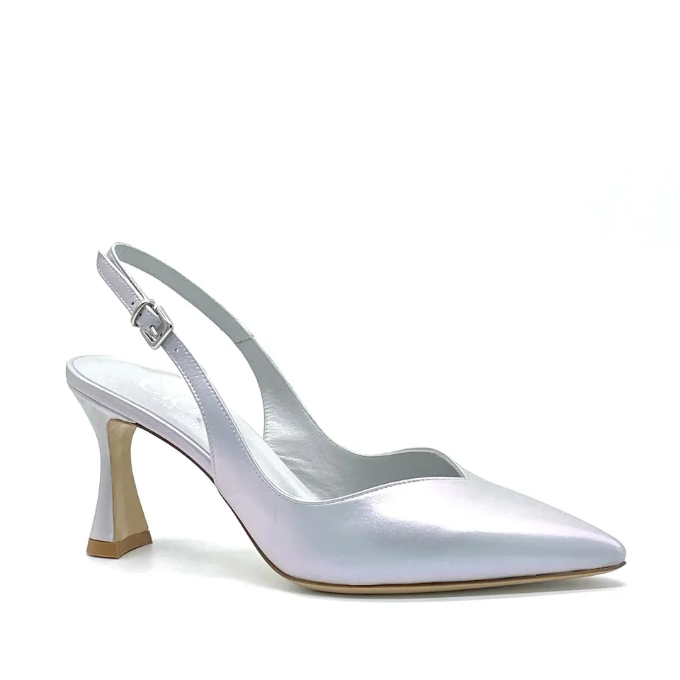 Slingback Elata 14139 cuir gris perle talon 7,5 cm