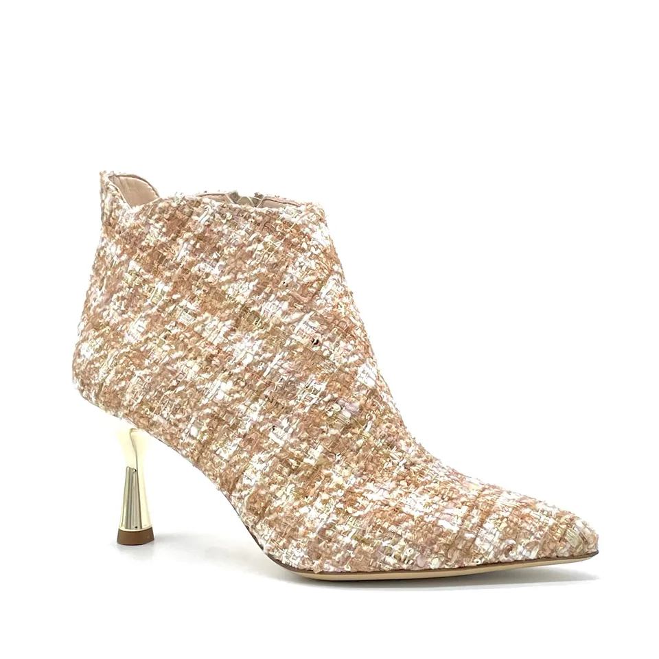 Elata 55532 bottine tweed crème talon 7,5 cm