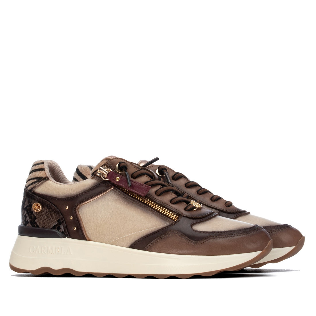 Carmela 16422102 basket marron cuir zip latéral