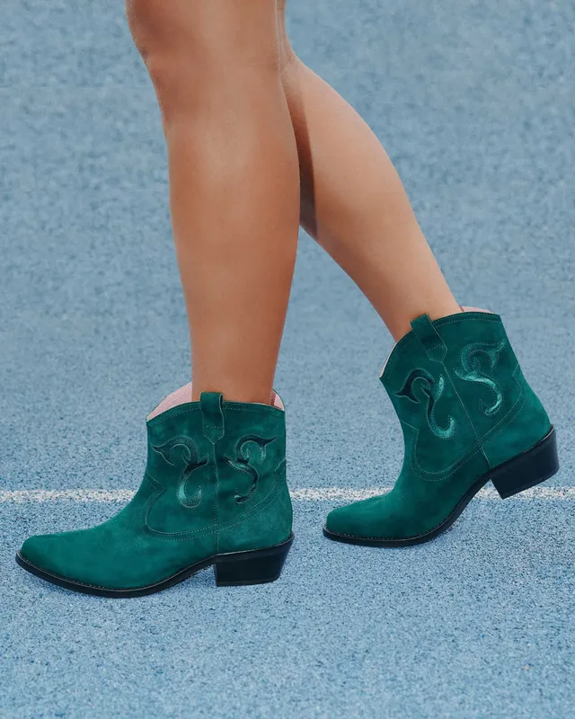 Coralie Masson Dallas santiags cuir vert talon 4 cm