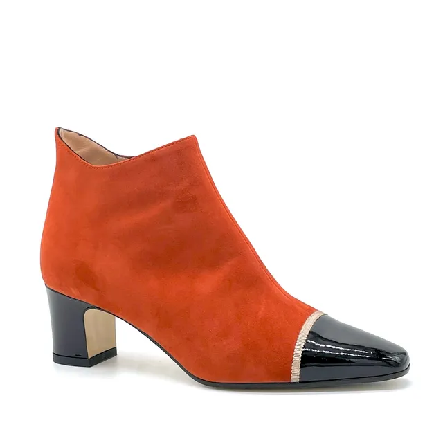 Elata 54541-1 bottine suède citrouille talon 5,5 cm