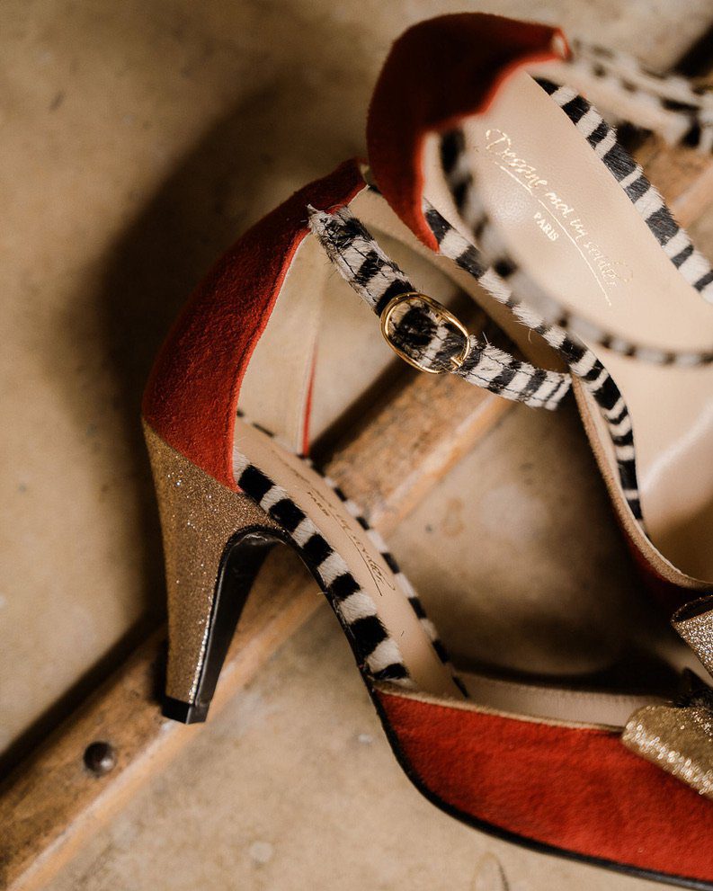 Dessine Moi Un Soulier Charlotte velours terracotta sandale champagne
