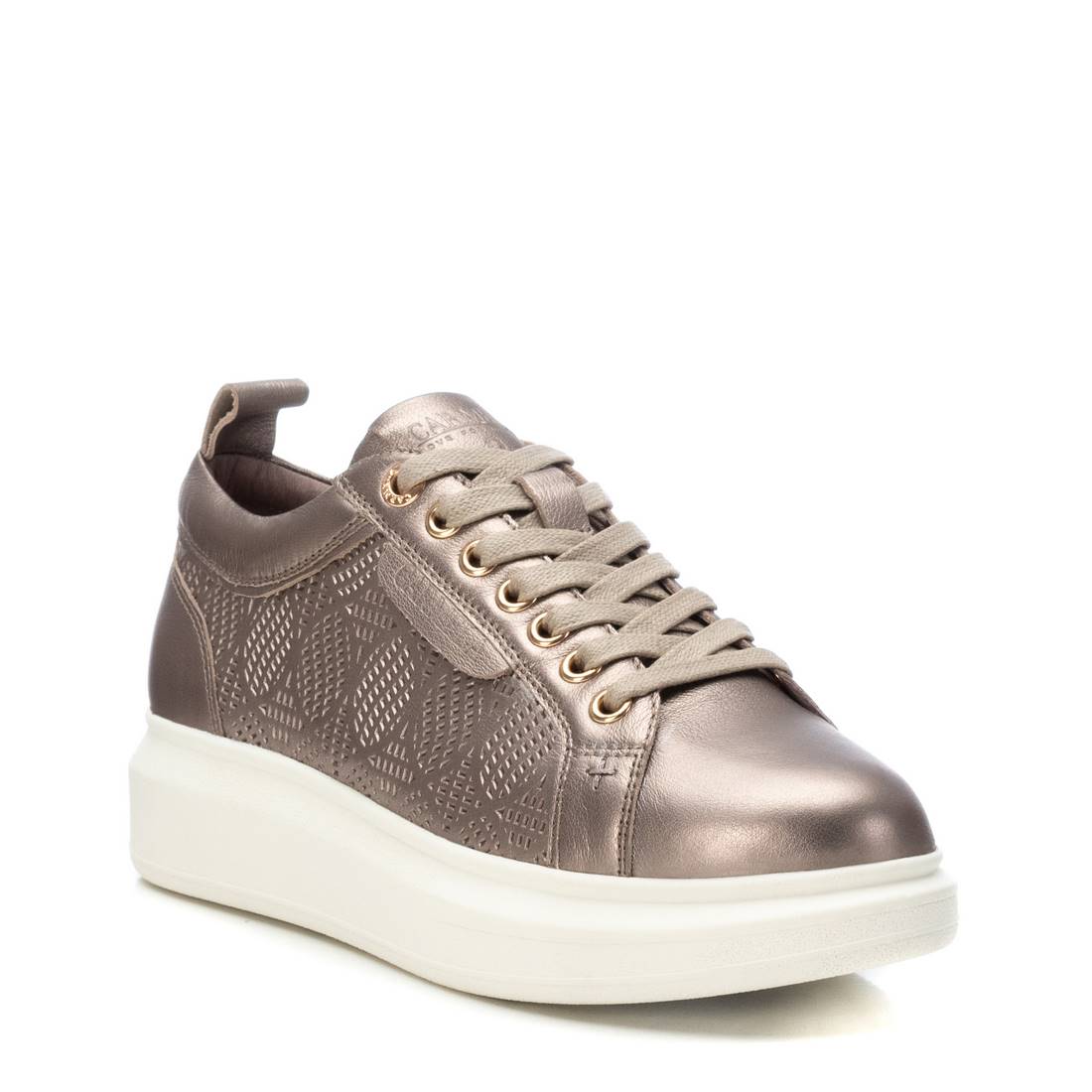 Carmela 16143804 baskets cuir gris métallisé ajouré