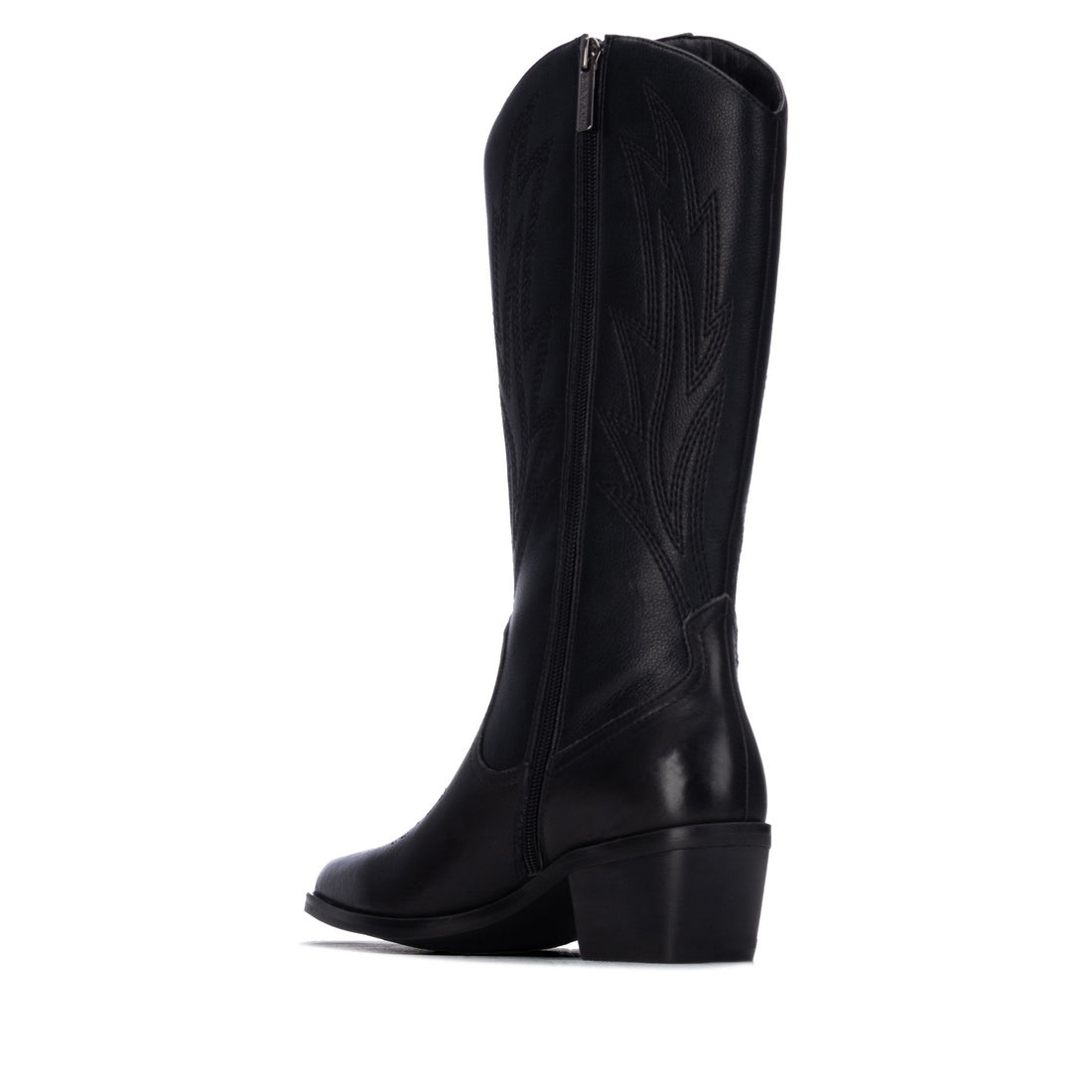 Carmela 16438801 botte cuir noir talon brodé