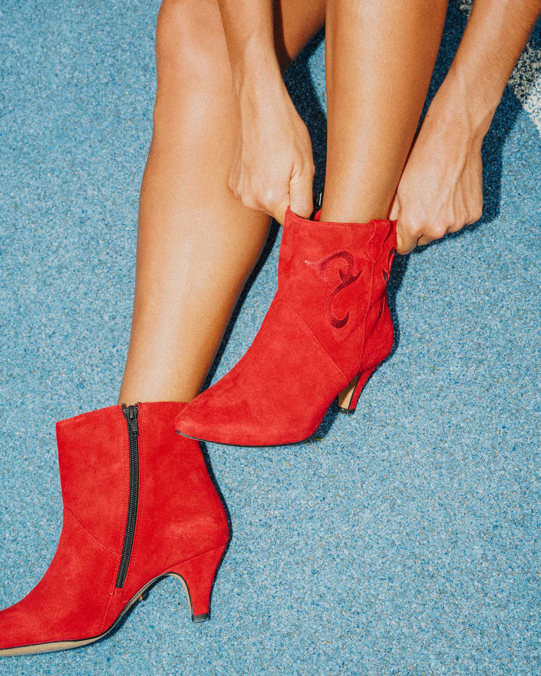 Coralie Masson Darla bottines cuir rouge talon 5 cm