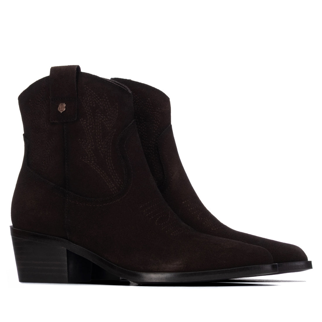 Carmela 16439002 bottines suède marron brodées