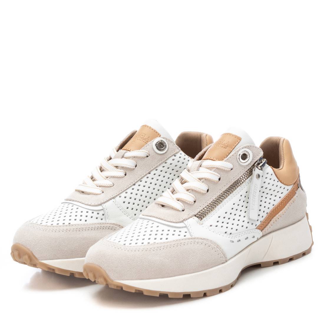 Carmela 16069801 sneaker cuir blanc à zip