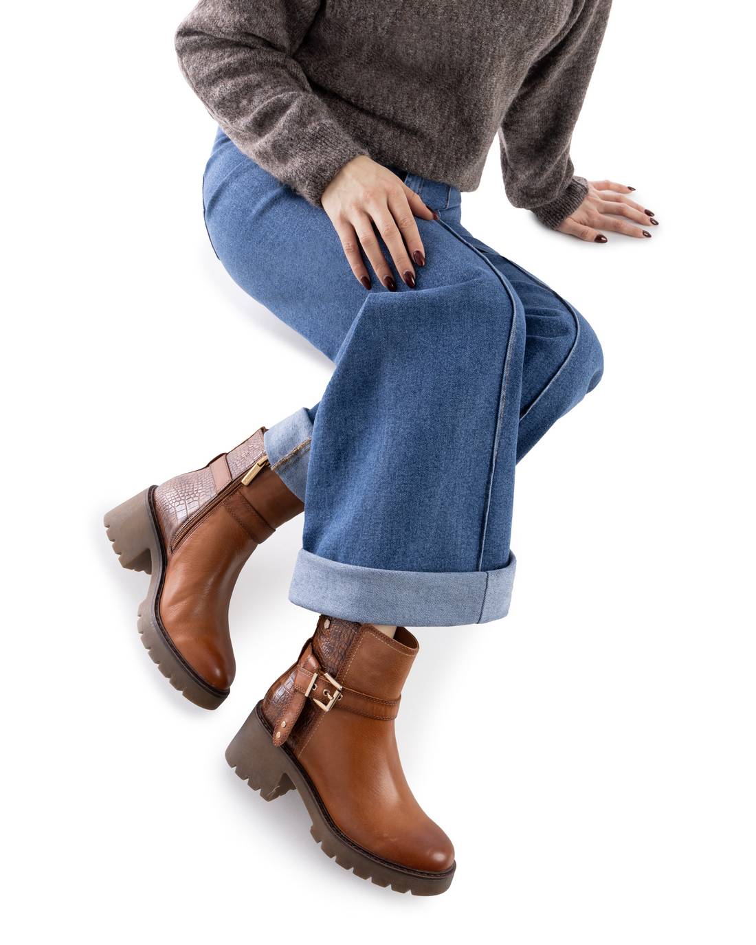 Carmela 16256501 bottine cuir camel à talon moyen