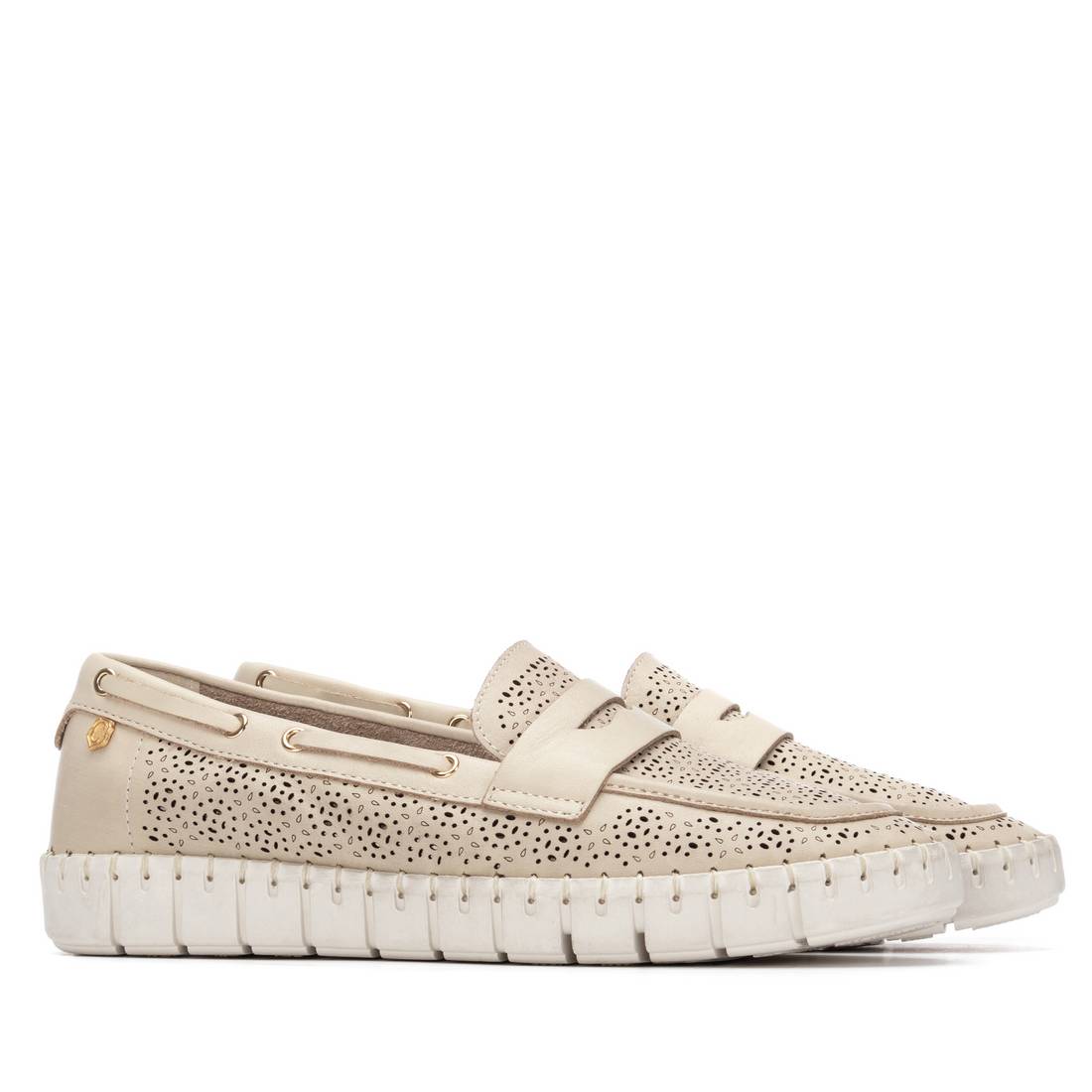 Carmela 16321201 Basket cuir beige ajourée