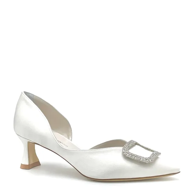 ELATA S2634 escarpins satin blanc mariage 5,5 cm